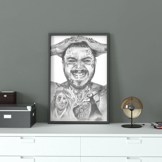 'Post Malone' Pencil on Paper - Print